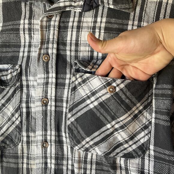 VINTAGE Field & Stream Men Button Up Shirt XL Tall Black Plaid Flannel Western - Picture 3 of 10